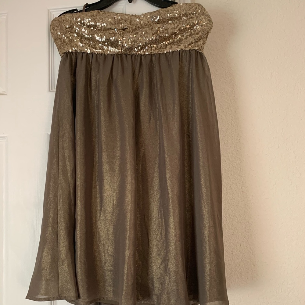 Olive colored sequin dress